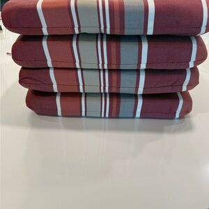 Never used - Allen + Roth Red, Tan, and Gray Striped Cushion - set of 4